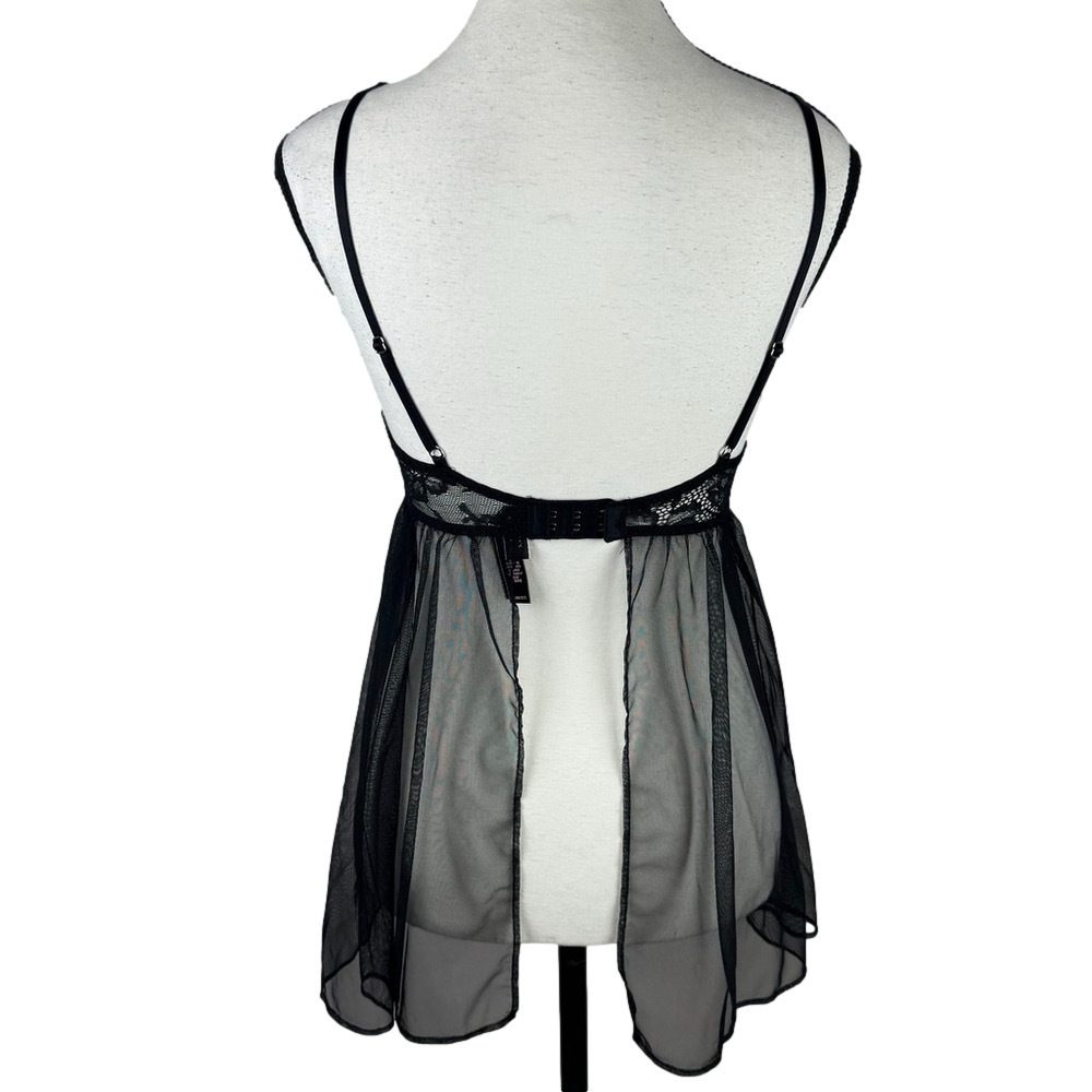 Victoria's Secret Black 34B Romantic Nightie Sheer Chemise Babydoll Lingerie - Picture 5 of 11
